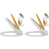 vidaXL Toiletbrillen met soft-close deksels 2 st kunststof wit en geel