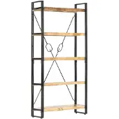 vidaXL Boekenkast met 5 schappen 90x30x180 cm massief mangohout