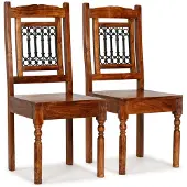 vidaXL Eetkamerstoelen 2 st klassiek hout met honingafwerking