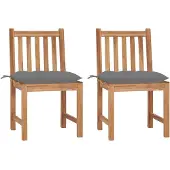 vidaXL Tuinstoelen, 2 stuks met kussens, massief teakhout