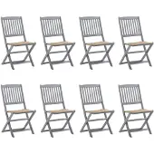 vidaXL Tuinstoelen 8 st inklapbaar met kussens massief acaciahout