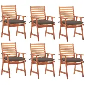 vidaXL Tuinstoelen 6 st met kussens massief acaciahout