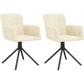 vidaXL Eetkamerstoelen draaibaar 2 st fluweel crèmekleurig