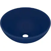 vidaXL Lavabo rond de luxe de salle Bleu foncé mat 32,5x14cm Céramique