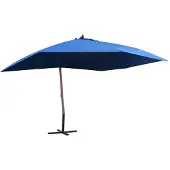 vidaXL Parasol suspendu avec mât en bois 400x300 cm Bleu