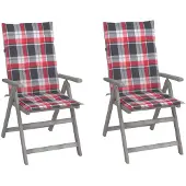 vidaXL Tuinstoelen 2 st verstelbaar met kussens massief acaciahout