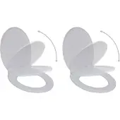 vidaXL Toiletbrillen met soft-close deksels 2 st kunststof wit