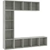 vidaXL 3-delige Boekenkast-/tv-meubelset 180x30x180 cm betongrijs