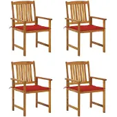 vidaXL Tuinstoelen met kussens, 4 stuks, massief acaciahout