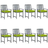 vidaXL Tuinstoelen 8 st met kussens massief acaciahout grijs