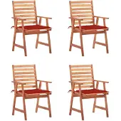 vidaXL Tuinstoelen, set van 4, met kussens, gemaakt van massief acaciahout
