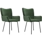 vidaXL Eetkamerstoelen 2 st fluweel donkergroen