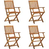 vidaXL Klapstoelen 4 stuks van massief acaciahout
