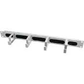 Logilink 19"-Kabelführungspanel mit 4 Stahlbügeln und Bürstenleiste, lichtgrau