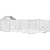 vidaXL Hondenkennel met dak 6x6x2,5 m gegalvaniseerd staal zilver