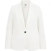We fashion - Dames getailleerde jersey blazer met stretch - Curve - Wit - Viscose - Plus Size Maat: 50