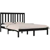 vidaXL Bedframe massief grenenhout zwart 140x190 cm