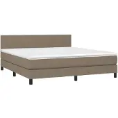 vidaXL Boxspring met matras stof taupe 180x200 cm
