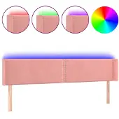 vidaXL Hoofdbord LED 163x16x78/88 cm fluweel roze