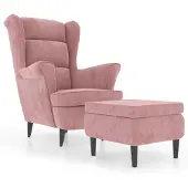 vidaXL Fauteuil met voetenbank fluweel roze