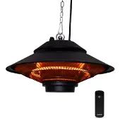 Vonroc Terrasverwarmer – Hangend & Infrarood – 1500 W – Ø50 x 10 cm – Zwart