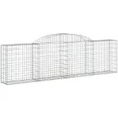 vidaXL Gabionen met boogvorm, 9 stuks, 300x30x80/100 cm, verzinkt staal