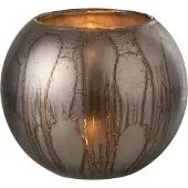 J-Line theelichthouder jari rond - glas - grijs/blauw - large