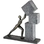 Casablanca by Gilde Decoratief figuur Sculptuur Stacking, bronskleurig/grijs Decoratief object, hoogte 31 cm, met teksthanger, woonkamer (1 stuk)