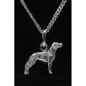 MOOYE ® - Collectie Zilveren Weimaraner langhaar ketting hanger - klein