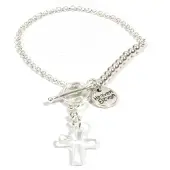 Heaven Eleven dames Armband zilver plating - zilver plating kralen - kruisje