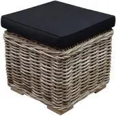 AVH-Collectie Nissah voetenbank 43x43xH43 cm naturel rotan - olefin black
