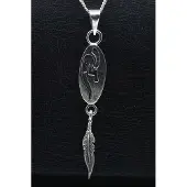 MOOYE ® - Collectie Zilveren Indiaan Kokopelli met veer hopi style ketting hanger