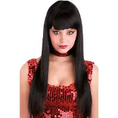 Carnival Toys pruik lang dames polyester zwart one-size