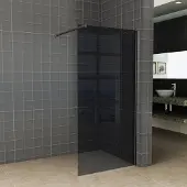 Diamond Line Inloopdouche 140x200cm Antikalk Rookglas 8mm Mat Zwart Veiligheidsglas