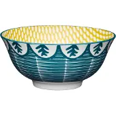 Kitchencraft kom Leafy Green 15,7 cm keramiek petrolblauw/geel