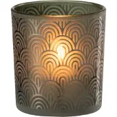 J-Line windlicht Boog - glas - groen - small - 4 stuks