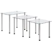 vidaXL 3-delige Tafeltjesset gehard glas transparant