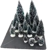 Svenska Living Mini Kerstboompjes Pak A 16 Stuks Groen groen Kunststof Kerstdorp