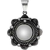 MOOYE ® - Collectie Zilveren Foto medaillon Bloem fantasie ketting hanger