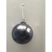 Christmas House Grote kerstbal 12cm gemarmerd blauw met antieke look