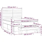 vidaXL Boxspring met matras stof crèmekleurig 140x190 cm