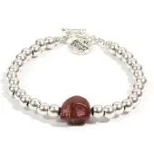 Heaven Eleven dames Armband zilver plating - bruin schedel