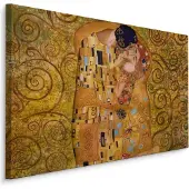 Karo-art Schilderij - Gustav Klimt, de Kus, Reproductie, Premium print