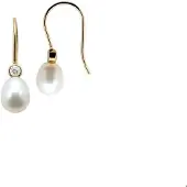 Trendjuwelier huiscollectie Oorhangers Franse Haak Parel En Zirkonia Geelgoud Glanzend