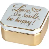 Balvi sieradendoos Meow! 4,9 x 4,9 cm porselein goud/blauw
