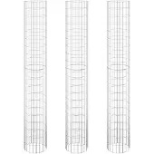 vidaXL Gabionen-verhoogde plantbakken, 3 stuks, rond, verzinkt staal, Ø30x200 cm