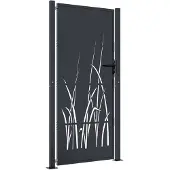vidaXL Poort 100x200 cm met grasontwerp staal antracietkleurig