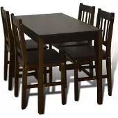 vidaXL Eettafel met 4 stoelen hout bruin