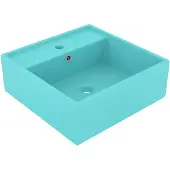 vidaXL Wastafel met overloop vierkant 41x41 cm keramiek mat lichtgroen