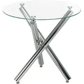 HOMCOM Eettafel, rond blad van gehard glas, randloos ontwerp, voor 2-4 personen, stalen poten, 80 x 80 x 74 cm